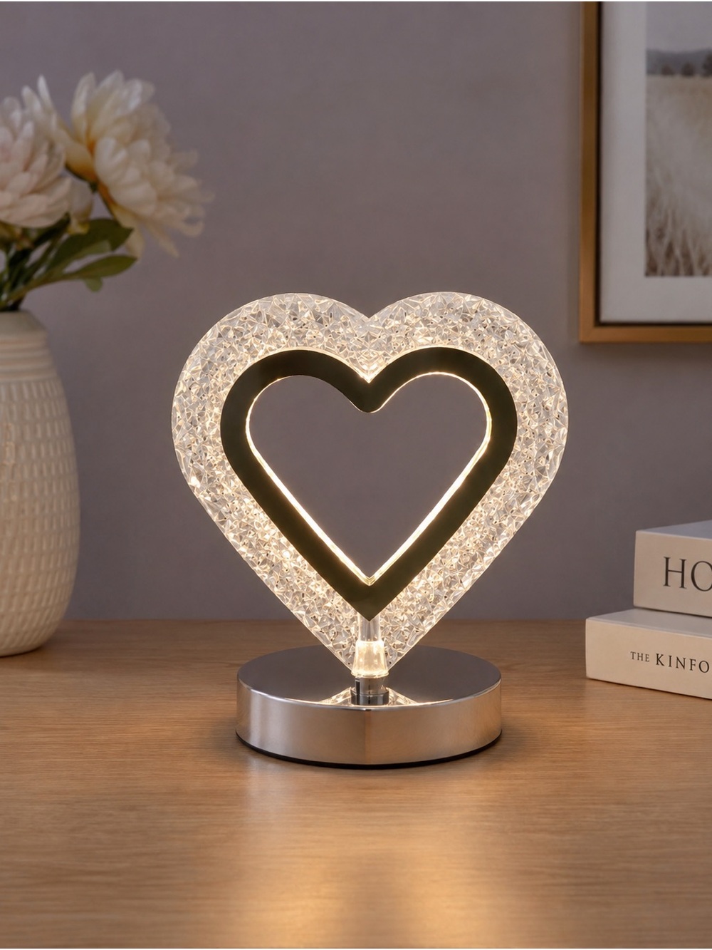 Crystal Cut Heart Desk Lamp - NIB